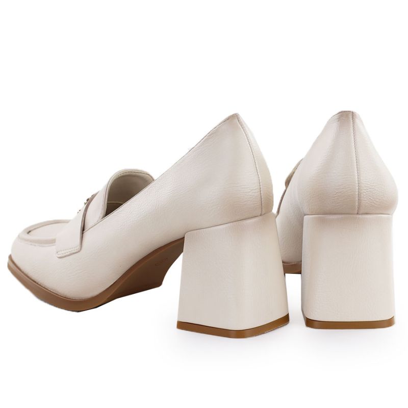 Women's beige heeled moccasins Potocki SZ12783 To be categorized Your Sports Performance