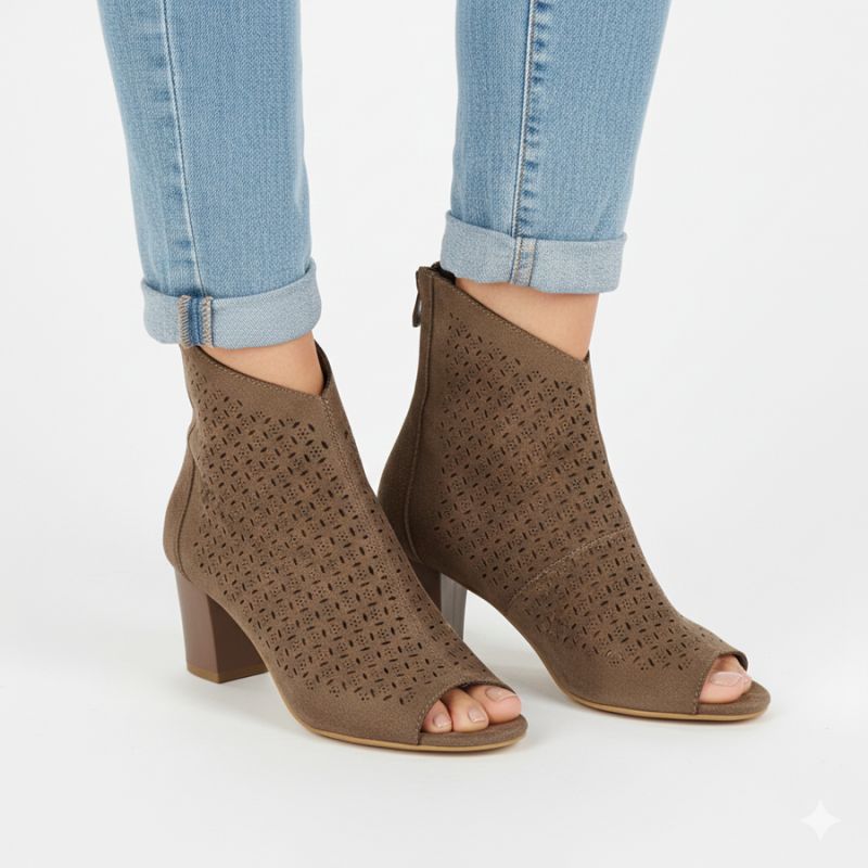 Women's open-toe brown ankle boots M.Daszyński MR1954-23 To be categorized Your Sports Performance