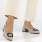 Leather pumps with block strap, beige, Filippo DP6183 Rieker