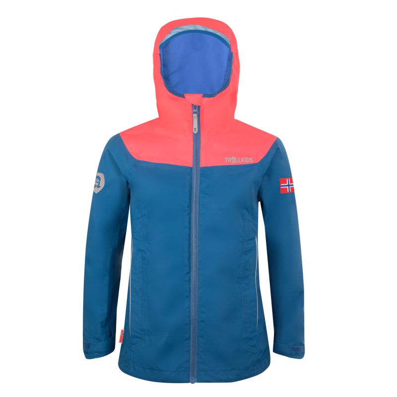 Girls’ Rain Jacket Trollkids Girls Bergen Jacket midnight blue/coral (611-138)