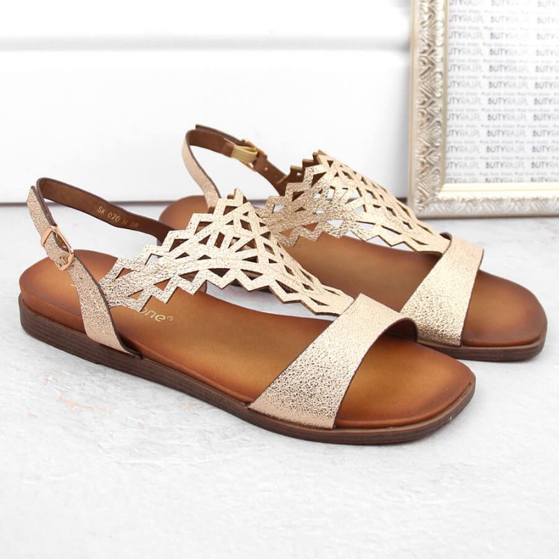 Sergio Leone W SK445 gold openwork flat sandals Footwear/Lifestyle/Sergio Leone Your Sports Performance