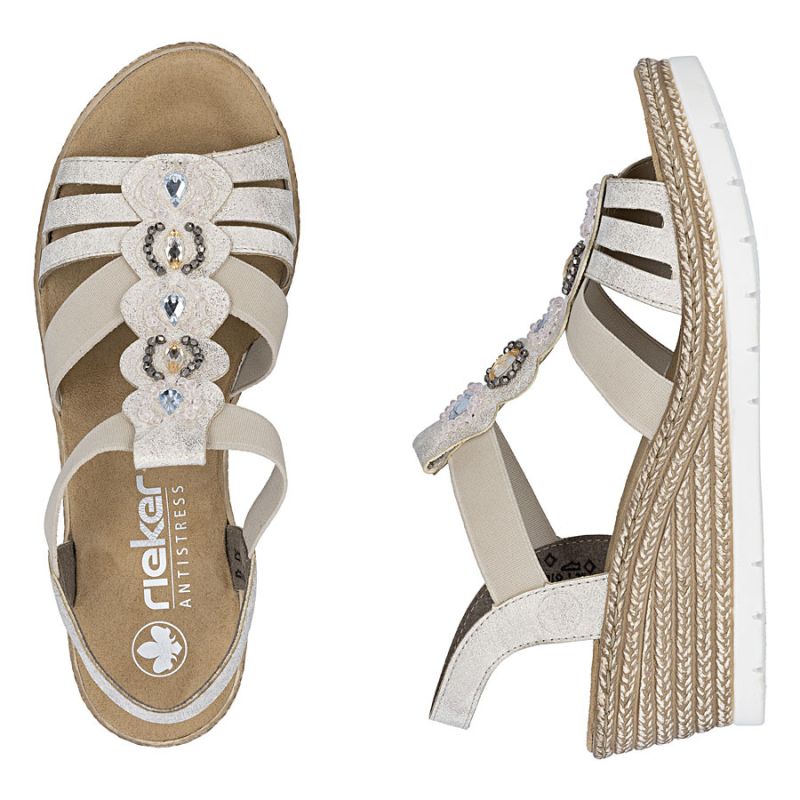 Women's comfortable beige espadrille sandals Rieker 619B2-60 Rieker