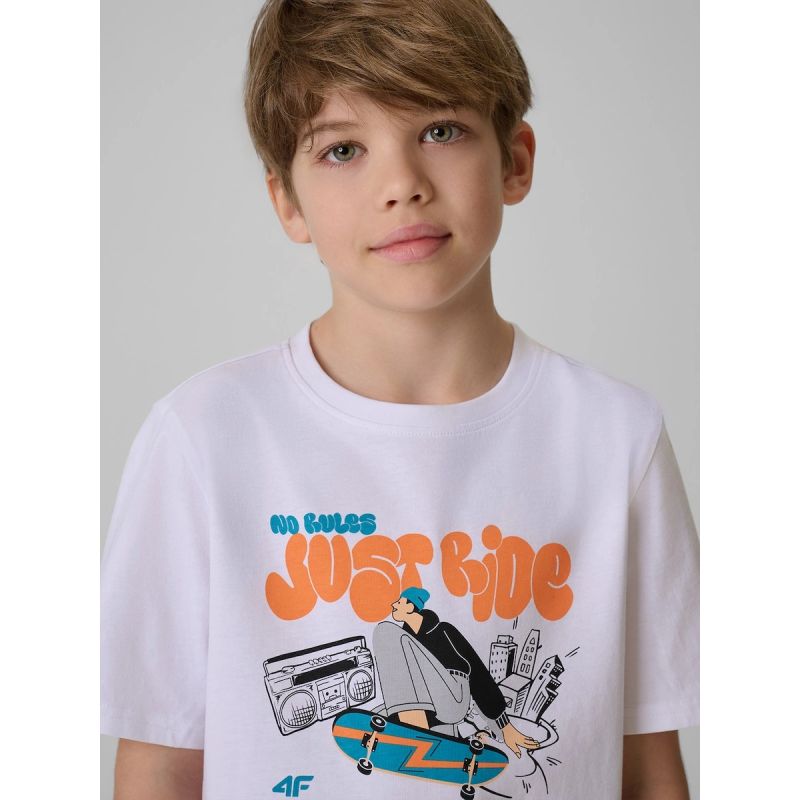 Boy's cotton T-shirt 4F 4FJRSS26TTSHM4171-10S