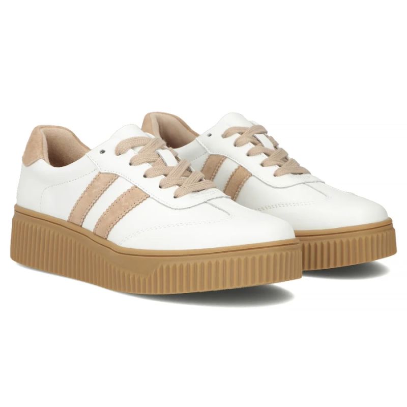 Women's leather suede platform shoes, white Filippo DP6776