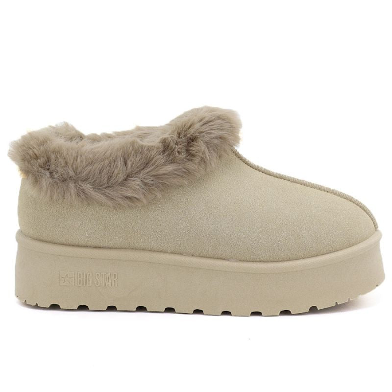 Women's beige Big Star snow boots with fur on the platform UU274204