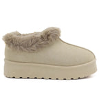 Women's beige Big Star snow boots with fur on the platform UU274204