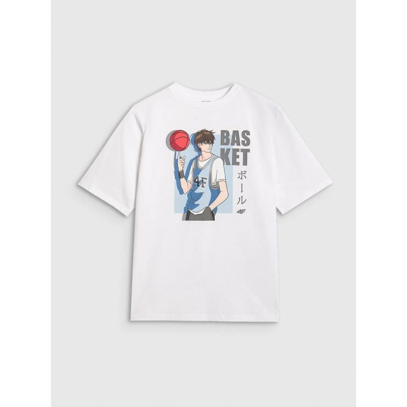 Boy's oversize T-shirt with print 4F 4FJRAW25TTSHM3062-10S *Kategoria tymczasowa Your Sports Performance