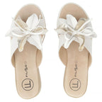 Women's leather wedge sandals with a flower, white Filippo DK7636 Filippo