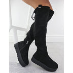 Women's Black Suede Platform Boots Big Star SS274264 Footwear Your Sports Performance