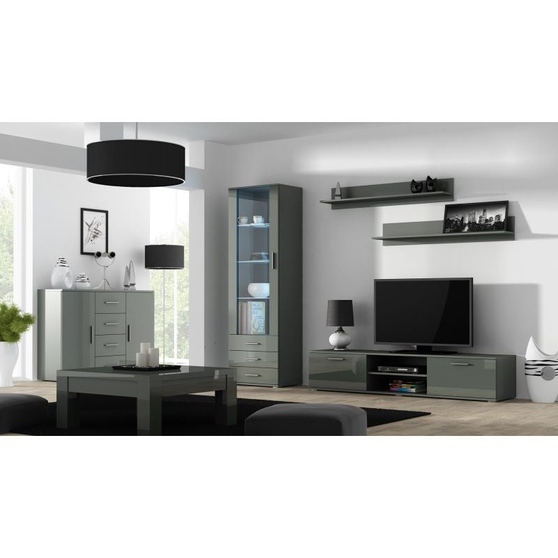 SOHO S1 display cabinet, grey/gloss grey Bufety i witryny/Bufety i witryny na drewnianej podstawie Your Sports Performance