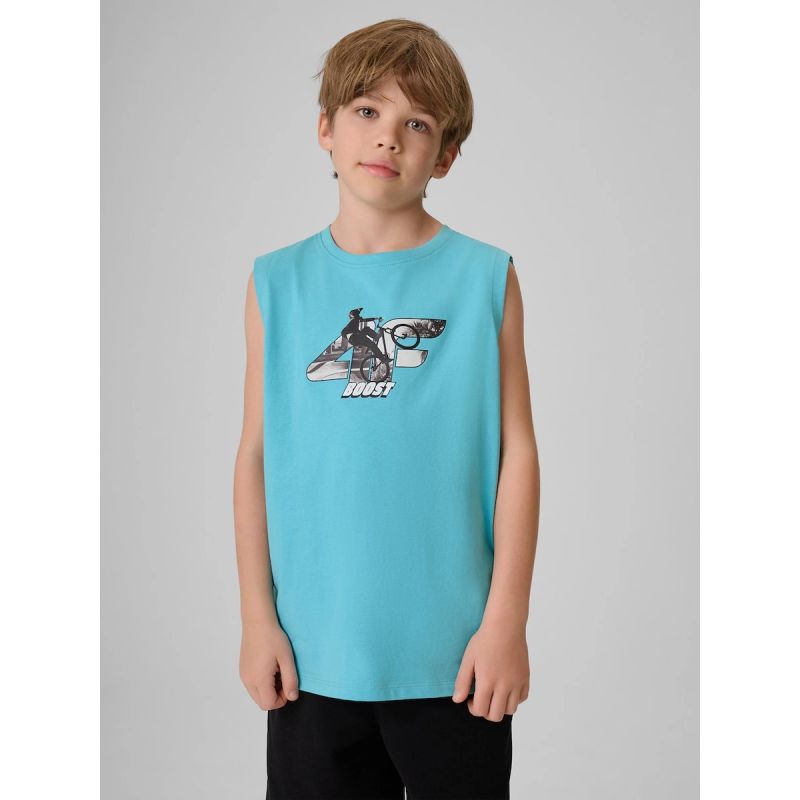Boy's regular sleeveless T-shirt with print 4F 4FJRSS26TSLEM354-047S 4f