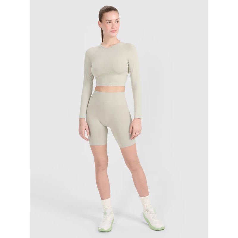 Women's training longsleeve crop top with cutout back 4F 4FRSS25TFLOF486-83S *Kategoria tymczasowa Your Sports Performance