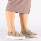 Women's openwork shoes with flowers, beige, Rieker N9919-91 Rieker
