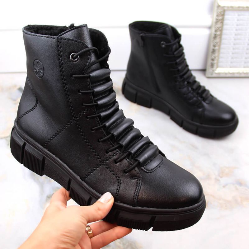 Comfortable, insulated platform boots Rieker W RKR493A, black Footwear/Outdoor/Rieker Your Sports Performance