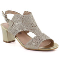 Women's openwork beige heeled sandals M.Daszyński MR1954-2 M. Daszyński