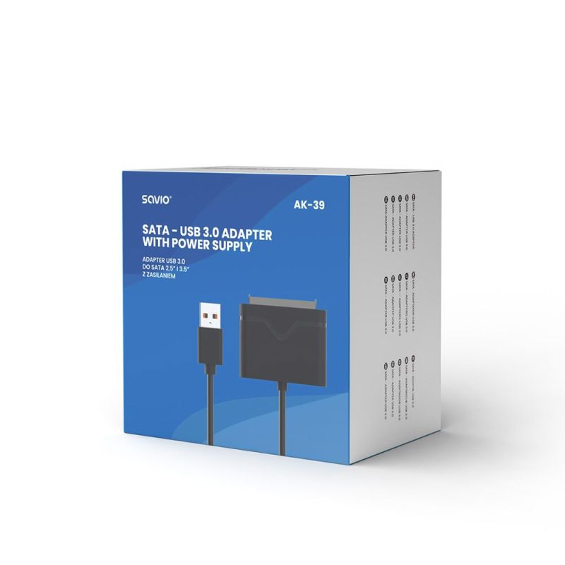 SAVIO USB 3.0 ADAPTER FOR 3.5” DRIVES WITH POWER SUPPLY AK-39 Kable i adaptery/Adaptery, przejściówki Your Sports Performance