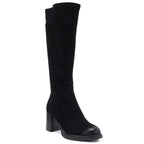 Women’s black faux suede heeled boots Potocki SZ12849