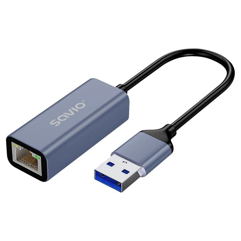 SAVIO ADAPTER USB-A - RJ-45 GIGABIT ETHERNET AK-83 Kable i adaptery/Adaptery, przejściówki Your Sports Performance