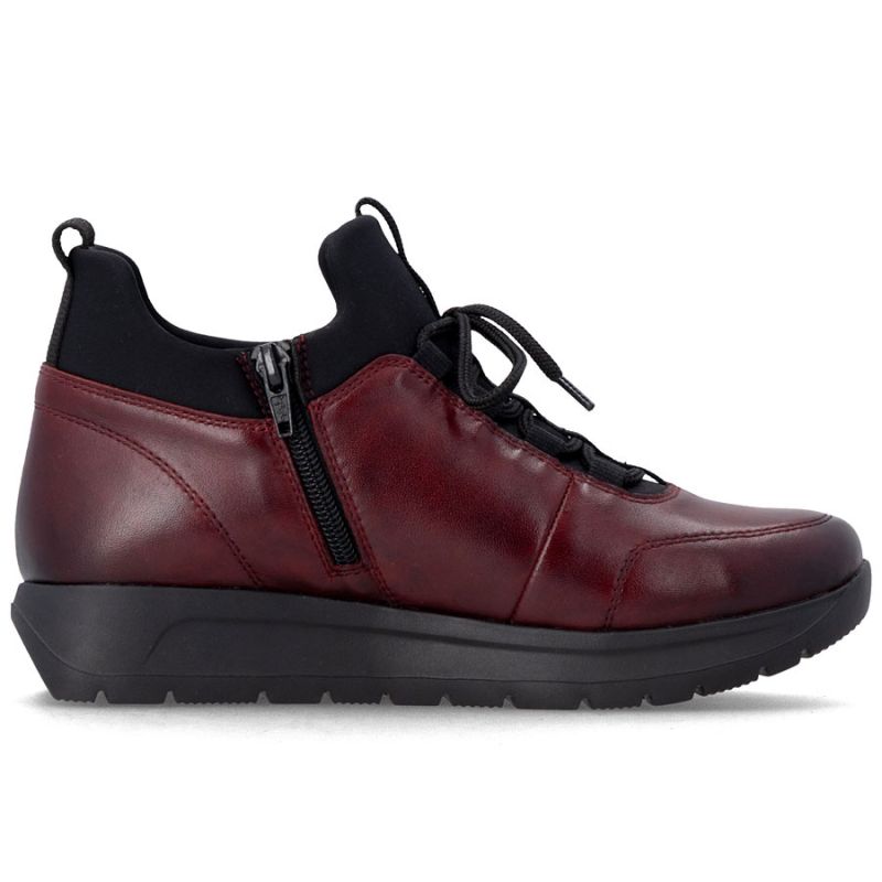 Women's leather insulated ankle boots, burgundy Remonte Rieker D2V06-35