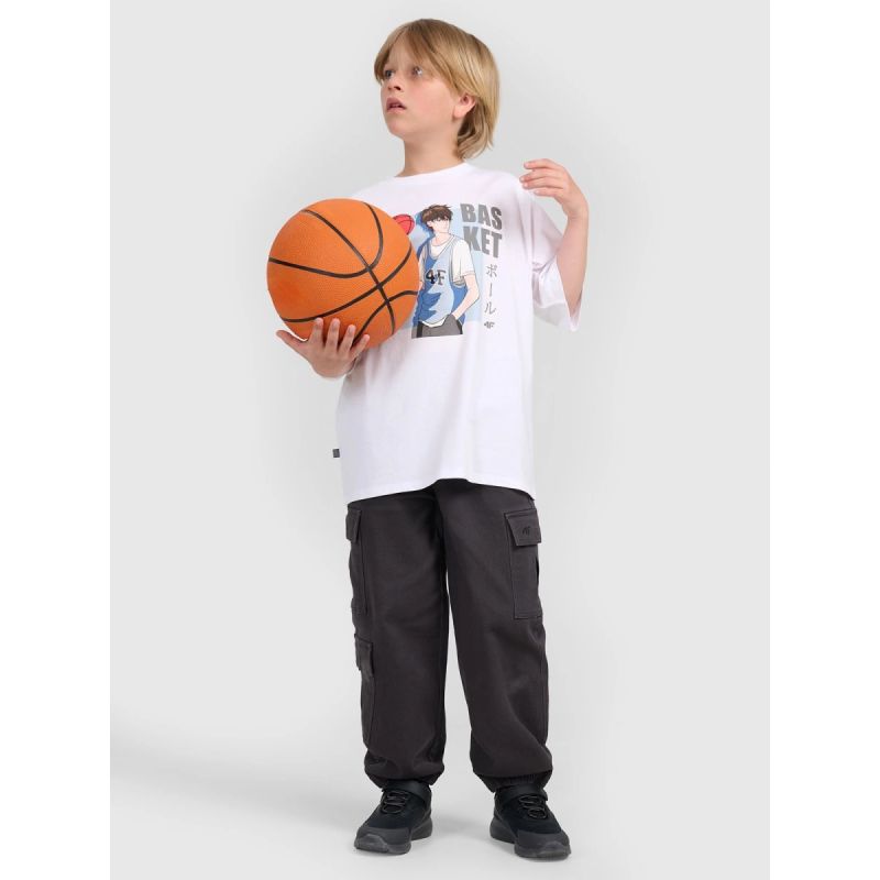 Boy's oversize T-shirt with print 4F 4FJRAW25TTSHM3062-10S *Kategoria tymczasowa Your Sports Performance