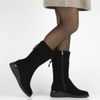 Women's leather high wedge ankle boots, black Filippo DBT7210