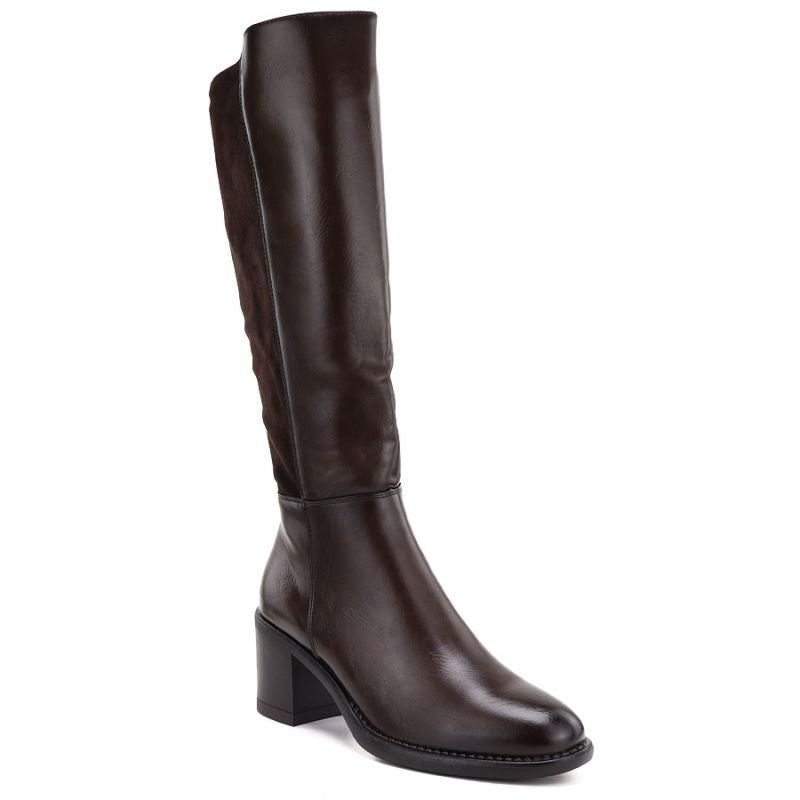 Women's high-heeled stretch boots, brown, Vinceza 58652
