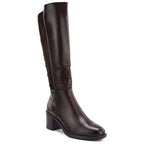 Women's high-heeled stretch boots, brown, Vinceza 58652