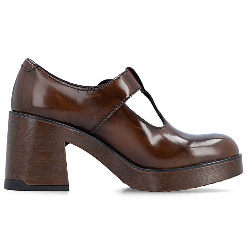 Women's brown high heel shoes Rieker 58053-25
