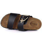 Women's black flip-flops with buckle Potocki 54325 Potocki