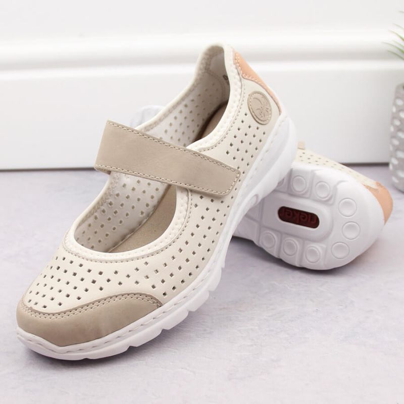 Comfortable Rieker W RKR575A openwork shoes, beige