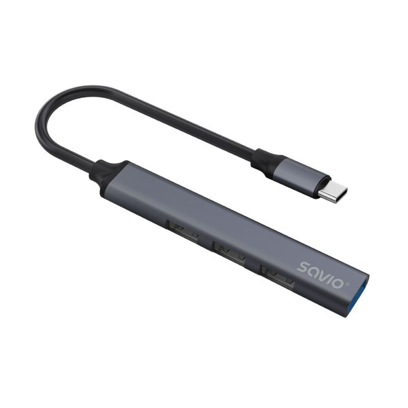 SAVIO HUB USB-C - 3 X USB-A 2.0, 1 X USB-A 3.0, GRAY, AK-71 Kable i adaptery/Adaptery, przejściówki Your Sports Performance