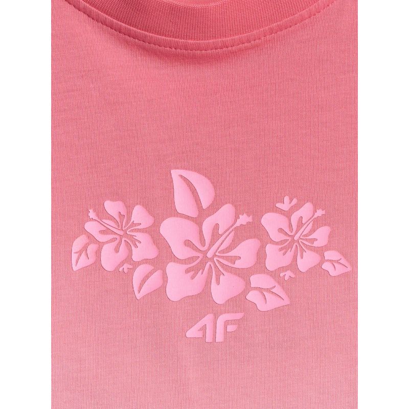 Girls' loose T-shirt with print 4F 4FJRSS26TTSHF4186-90A
