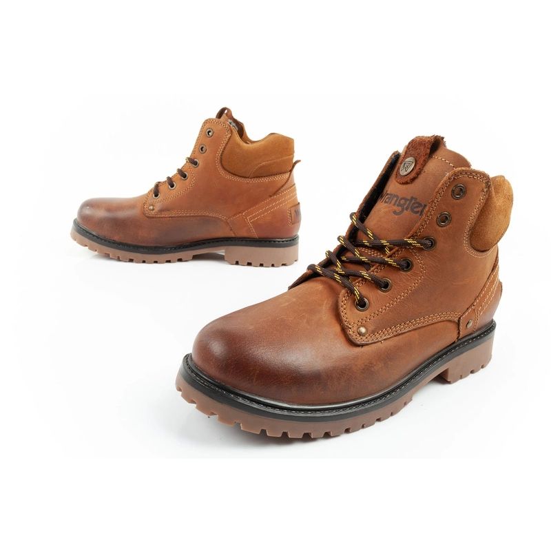 Wrangler Yuma men's boots, Chelsea boots, elegant leather, brown, white Wrangler