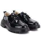 Women's grunge patent leather shoes in black Artiker 59C1128