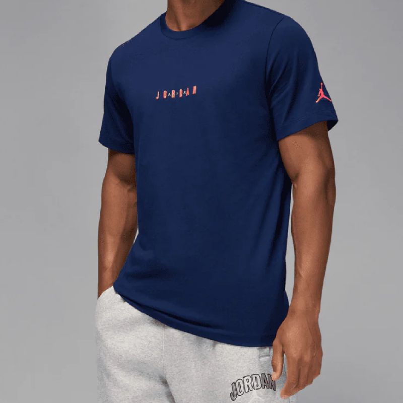 Air Jordan Jumpman Embroidered Air Crew Navy Blue Men's Sports T-Shirt - DM3182-492