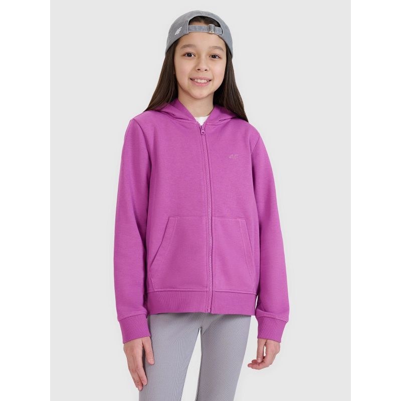 Girls' sweatshirt with a zipper and hood 4F 4FJWSS25TSWSF1706-50S *Kategoria tymczasowa Your Sports Performance
