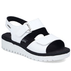 Women's leather wedge sandals white Rieker V1382-80 Rieker