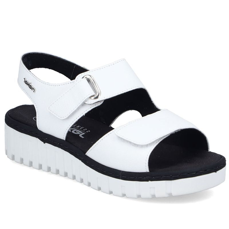 Women's leather wedge sandals white Rieker V1382-80 Rieker