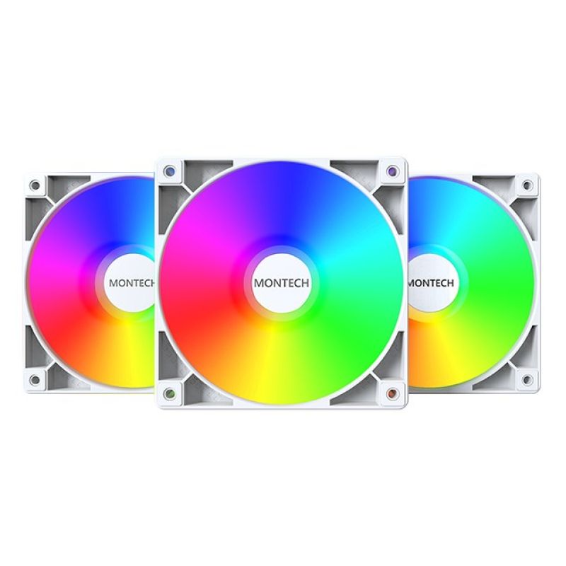 Montech GF120 PWM ARGB fan, 3 pcs - 120mm, white Chłodzenie/Chłodzenie - wentylatory Your Sports Performance