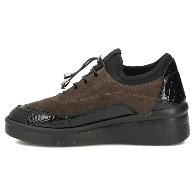 Leather suede crocodile wedge shoes brown Filippo DP8106