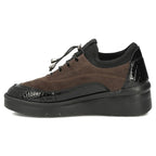 Leather suede crocodile wedge shoes brown Filippo DP8106