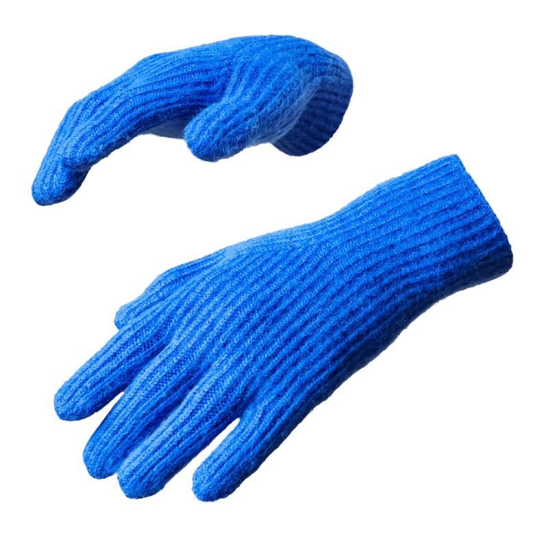 Braided telephone gloves with cutouts for fingers - blue Hurtel