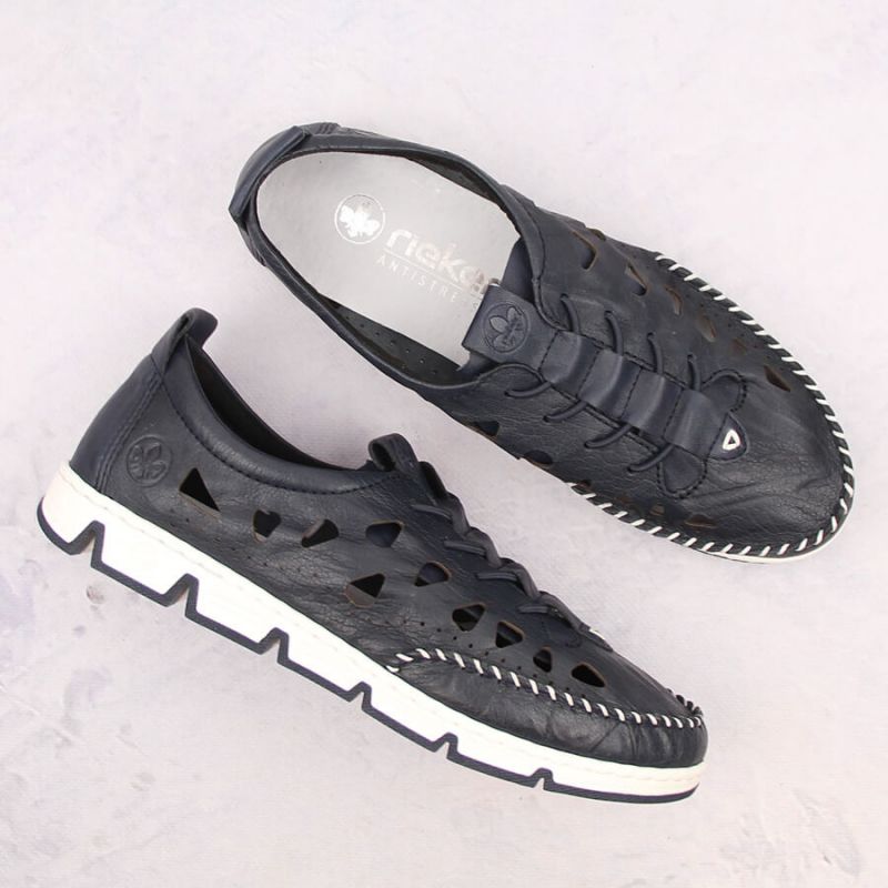 Leather openwork shoes Rieker W RKR652, navy blue Footwear/Lifestyle/Rieker Your Sports Performance
