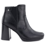 Women's ankle boots with a block heel and platform, insulated, black, M.Daszyński AF125B-1