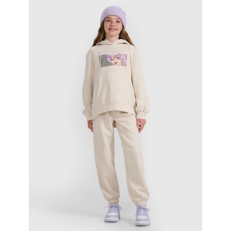 Girls' sweatshirt with hood, open, 4F 4FJRAW25TSWSF2294-11S *Kategoria tymczasowa Your Sports Performance