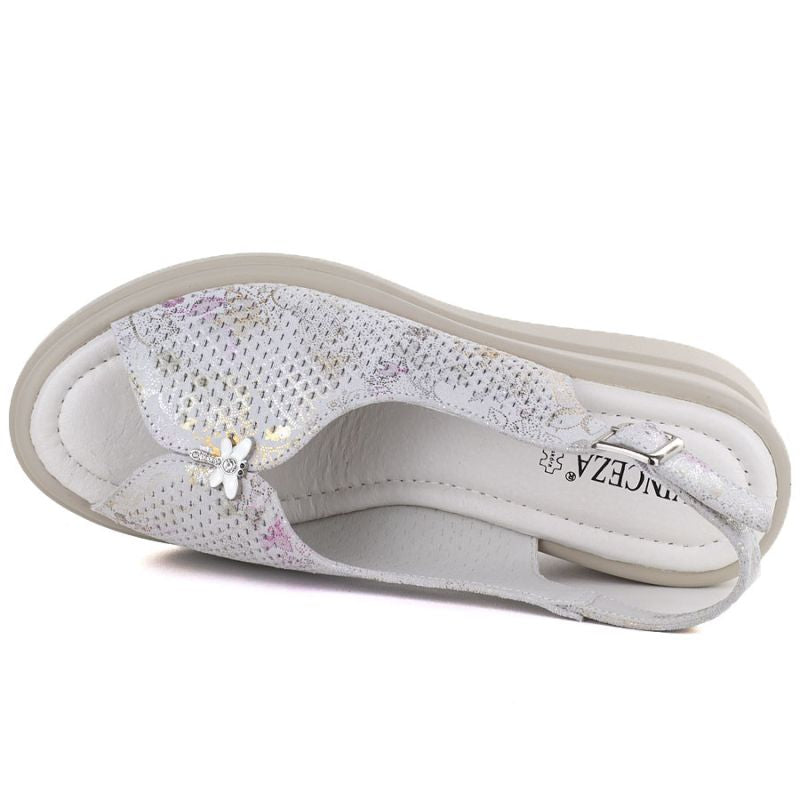 Women's leather wedge sandals gray Vinceza 26-79614 Vinceza
