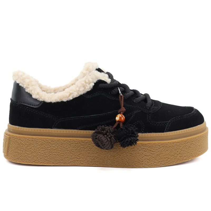 Black Kobbo 79665 leather insulated platform shoes