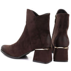 Women's high-heeled suede ankle boots in chocolate Potocki SZ12875