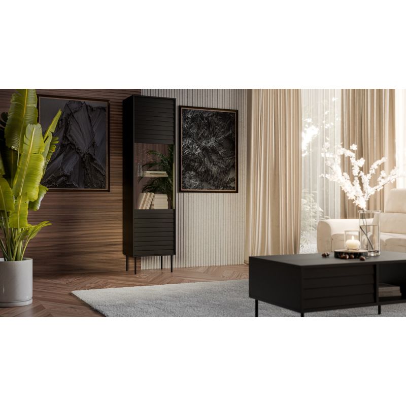 CORTINA display cabinet 53x40x182 black Bufety i witryny/Bufety i witryny na drewnianej podstawie Your Sports Performance