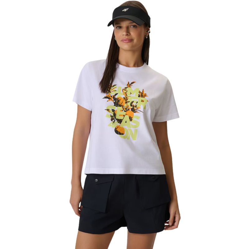 Women's T-shirt 4F F2721 white 4FWSS26TTSHF2721 10S